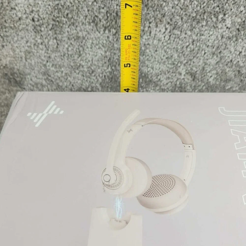 JIAMQISHI Wireless Headset Beige Noise Cancelling EH02-P with Charging Base